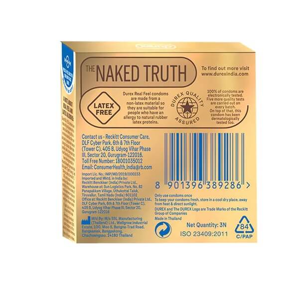 Durex Real Feel Latex-Free Condoms – Skin-On-Skin Feeling | Pack of 3