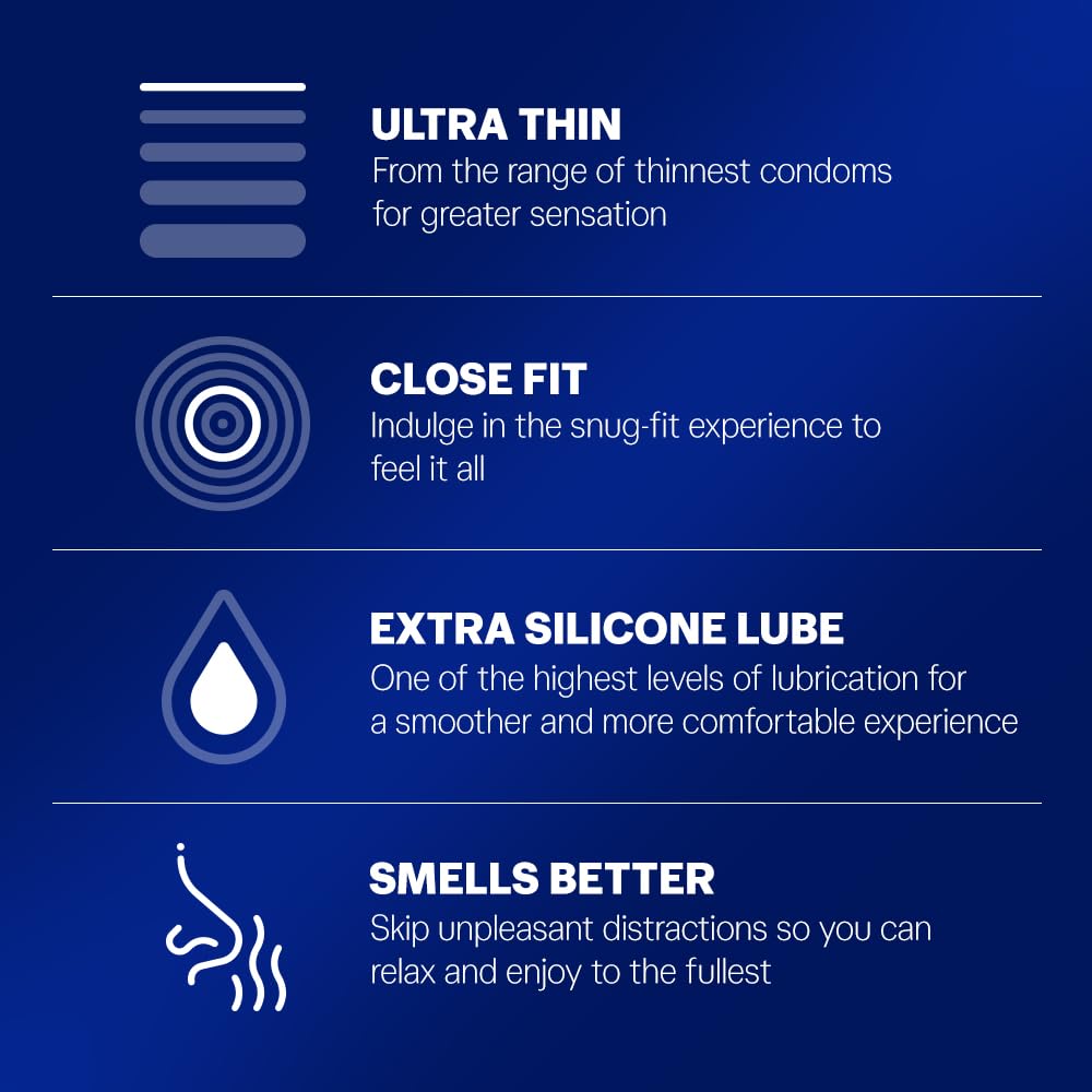 Durex Close Fit Invisible Condoms – Snug Fit, Ultra Thin | Pack of 3