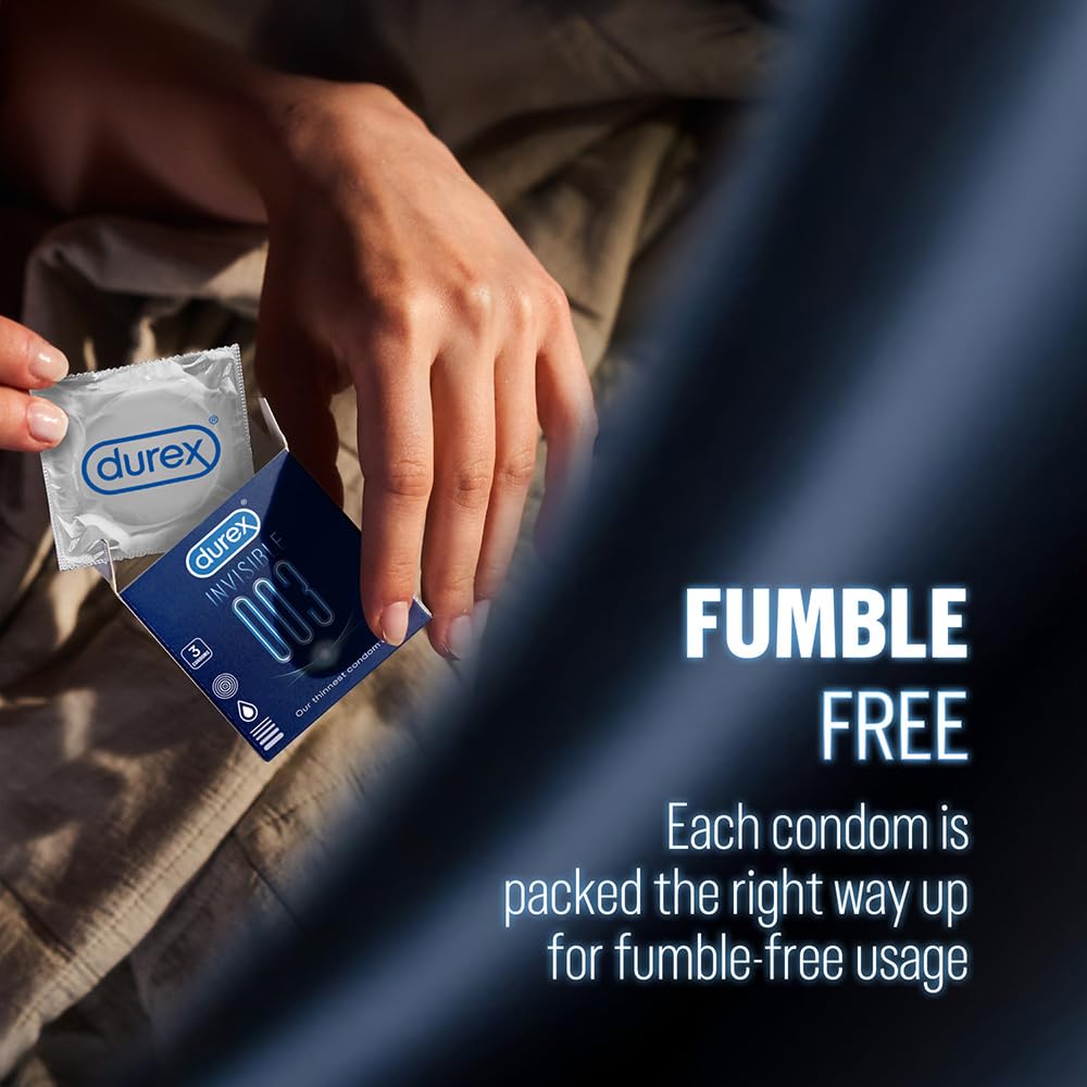Durex Invisible 003 Condoms – Micro Thin | Extra Silicone Lube | Pack of 3