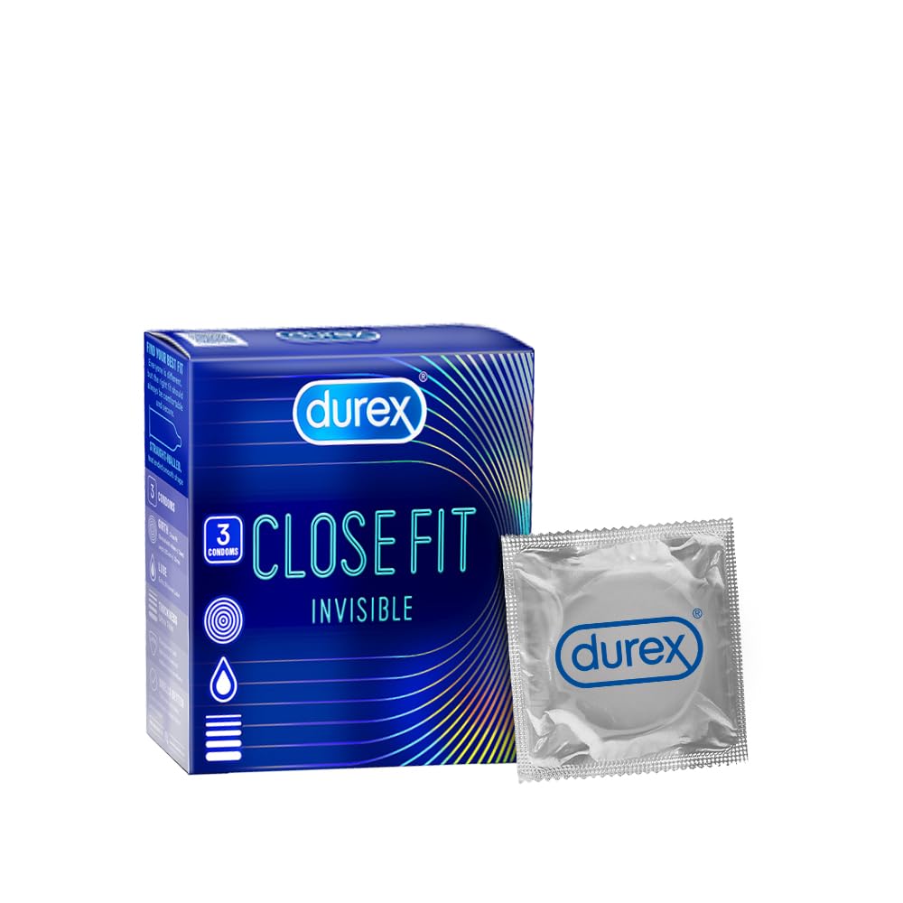 Durex Close Fit Invisible Condoms – Snug Fit, Ultra Thin | Pack of 3