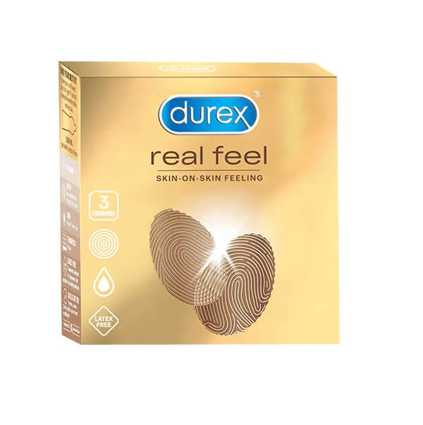 Durex Real Feel Latex-Free Condoms – Skin-On-Skin Feeling | Pack of 3