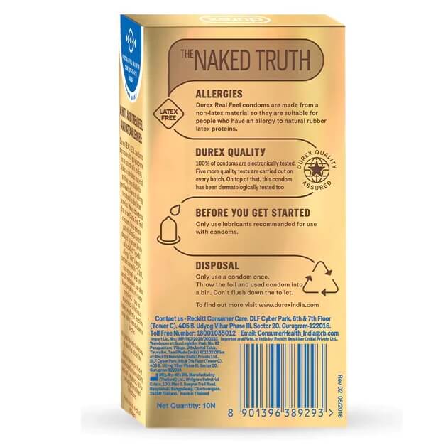 Durex Real Feel Latex-Free Condoms – Skin-On-Skin Feeling | Pack of 10